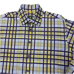 Robert Talbott Shirt Classic Plaid Purple Yellow L/S Button Up Mens Size XL